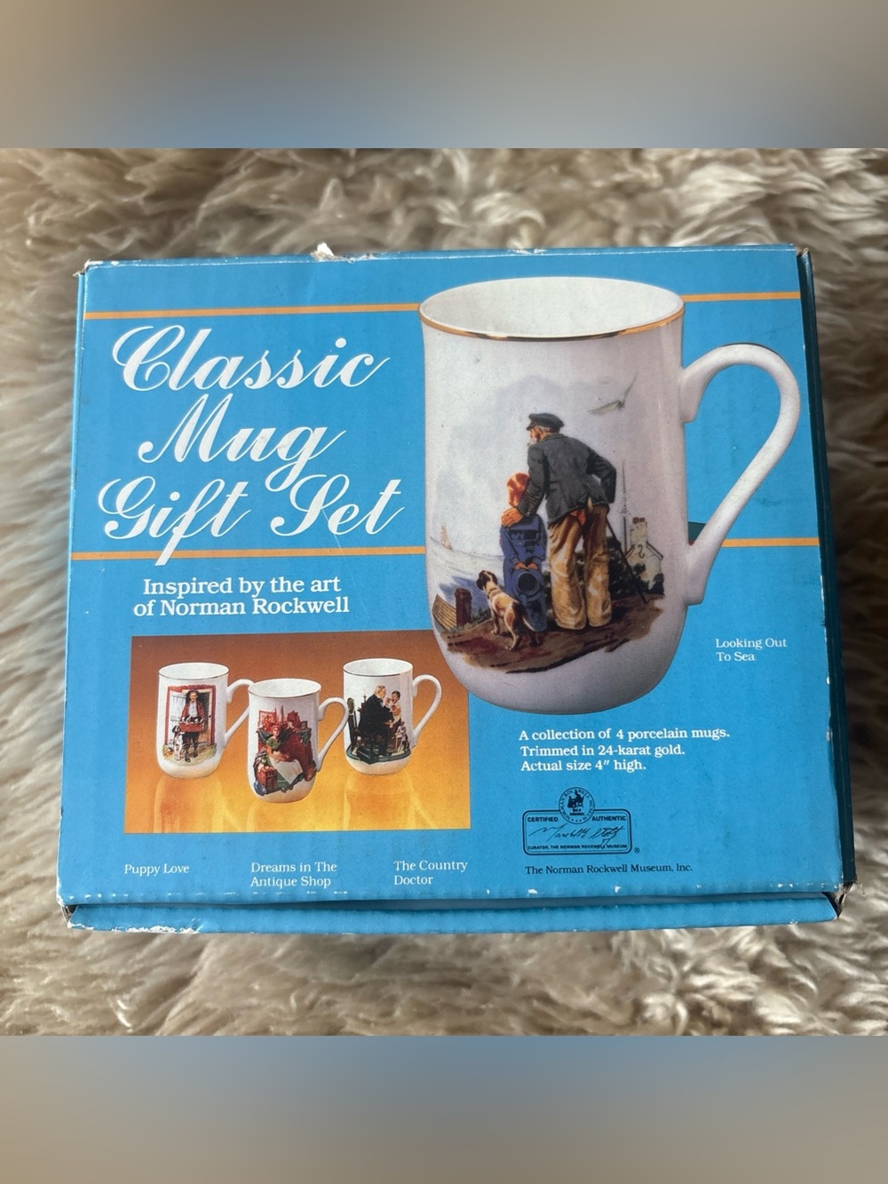 NIB Vintage 1986 Norman Rockwell Museum Classic Mug Gift Set